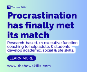 The How Skills display ad promoting research-based one-to-one executive function coaching.